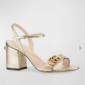 Gucci Marmont ankle strap gold metallic sandals